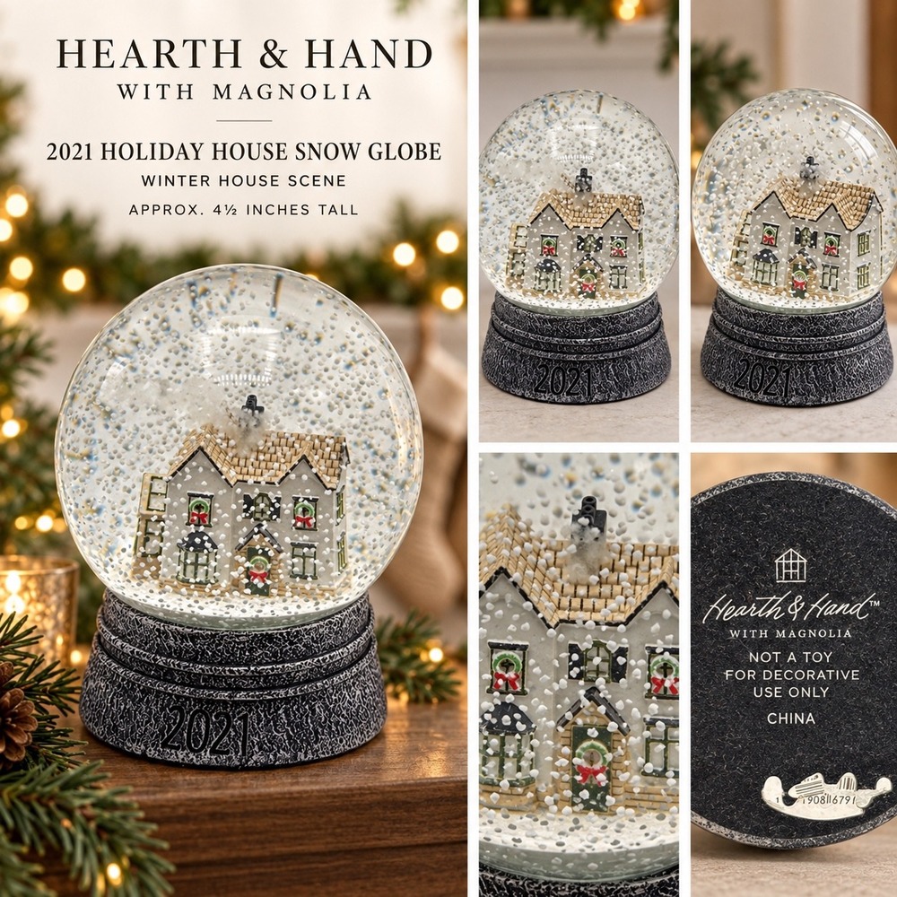 Hearth & Hand Magnolia 2021 Holiday House Snow Globe Winter Scene 4.5"
